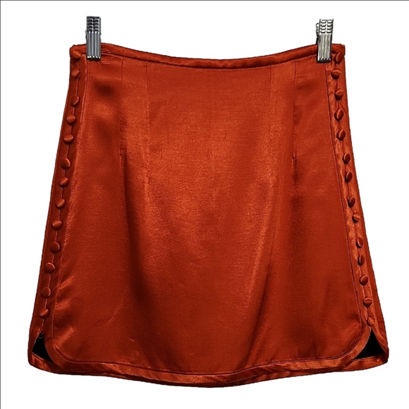 Zara Dresses & Skirts - ZARA Orange satin high waist mini skirt